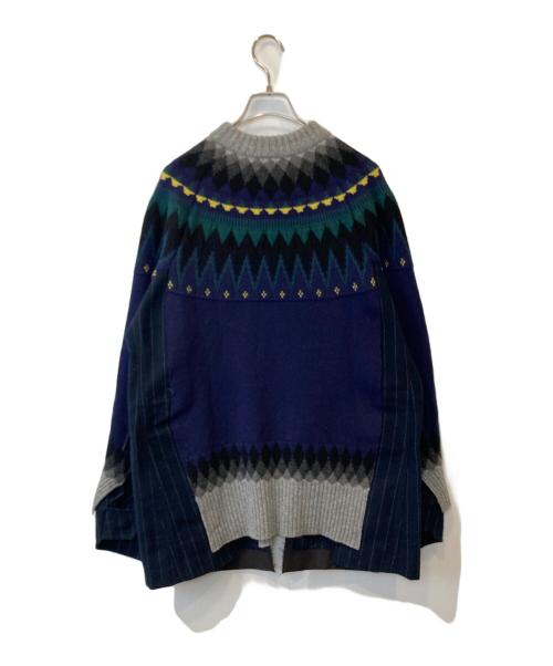 sacai（サカイ）sacai (サカイ) ニットドッキングジャケット　18-04023 ネイビー サイズ:2の古着・服飾アイテム
