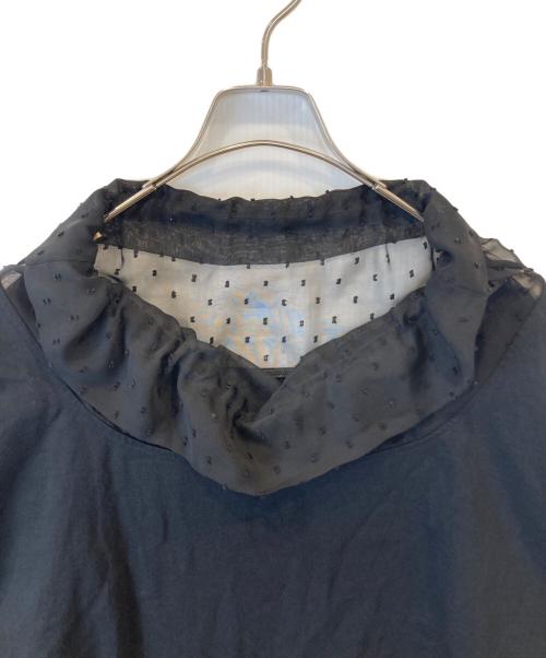 MM6 Maison Margiela（エムエムシックスメゾンマルジェラ）MM6 Maison Margiela (エムエムシックス メゾンマルジェラ) ギャザーネック 異素材切替 ロングスリーブカットソー　S32GC0451 ブラック サイズ:Sの古着・服飾アイテム