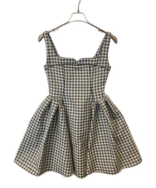 eimy istoire（エイミーイストワール）eimy istoire (エイミーイストワール) ジャガードハウンドトゥースミニワンピース　1123530807 グレー サイズ:Mの古着・服飾アイテム