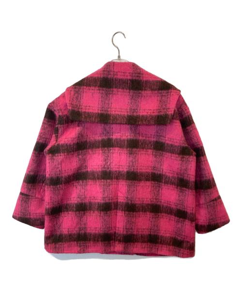 ELLE girl（エルガール）ELLE girl (エルガール) シャギーチェックセーラーピーコート　4280099 ピンク サイズ:FREEの古着・服飾アイテム