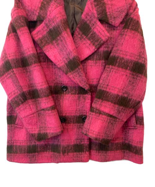 ELLE girl（エルガール）ELLE girl (エルガール) シャギーチェックセーラーピーコート　4280099 ピンク サイズ:FREEの古着・服飾アイテム