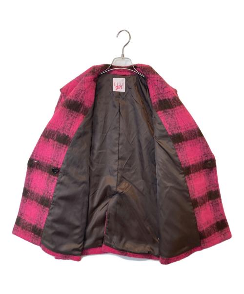 ELLE girl（エルガール）ELLE girl (エルガール) シャギーチェックセーラーピーコート　4280099 ピンク サイズ:FREEの古着・服飾アイテム