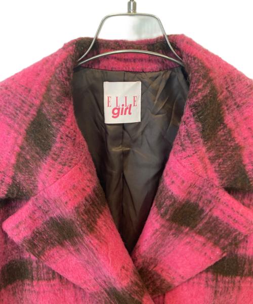 ELLE girl（エルガール）ELLE girl (エルガール) シャギーチェックセーラーピーコート　4280099 ピンク サイズ:FREEの古着・服飾アイテム