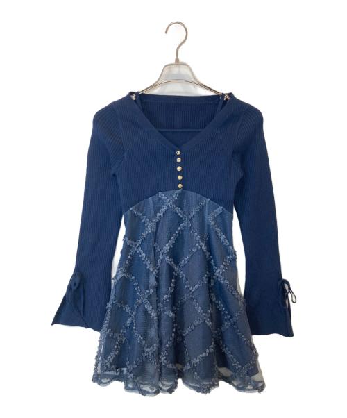 Resexxy（リゼクシー）RESEXXY (リゼクシー) ドッキングフレアミニニットワンピース　152510319101 ネイビー サイズ:FREEの古着・服飾アイテム