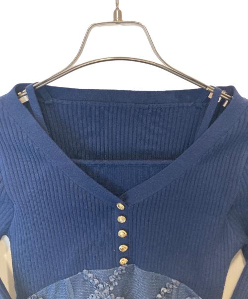 Resexxy（リゼクシー）RESEXXY (リゼクシー) ドッキングフレアミニニットワンピース　152510319101 ネイビー サイズ:FREEの古着・服飾アイテム