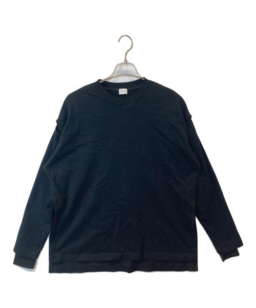 MANOF（マノフ）MANOF (マノフ) TULLE DOCKING L/S T-SHIRT　ロングスリーブカットソー　	85105-1042 ブラック サイズ:FREEの古着・服飾アイテム