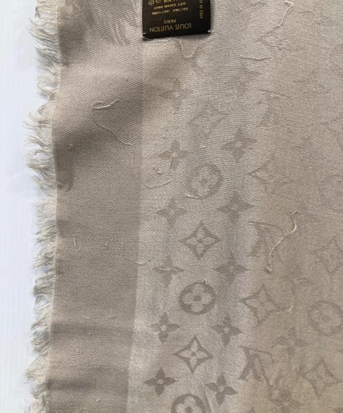 LOUIS VUITTON（ルイ ヴィトン）LOUIS VUITTON (ルイ ヴィトン) モノグラムシルクウール大判スカーフ ベージュの古着・服飾アイテム