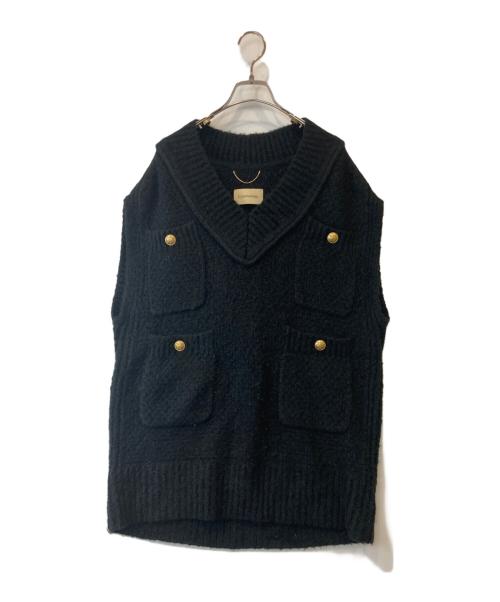 Curensology（カレンソロジー）Curensology (カレンソロジー) ツイーディヤーンニットベスト　CL106177ER ブラック サイズ:Freeの古着・服飾アイテム