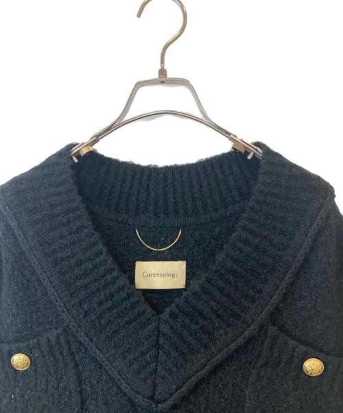 Curensology（カレンソロジー）Curensology (カレンソロジー) ツイーディヤーンニットベスト　CL106177ER ブラック サイズ:Freeの古着・服飾アイテム