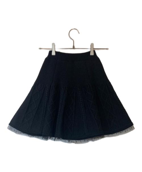 RED VALENTINO（レッドヴァレンティノ）RED VALENTINO (レッドヴァレンティノ) ニットミニスカート　000001571201 ブラック サイズ:S 未使用品の古着・服飾アイテム