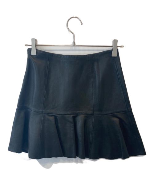 RALPH LAUREN Purple Label（ラルフ ローレン パープル レーベル）RALPH LAUREN PURPLE LABEL (ラルフ ローレン パープル レーベル) レザー膝丈スカート ブラック サイズ:2 未使用品の古着・服飾アイテム