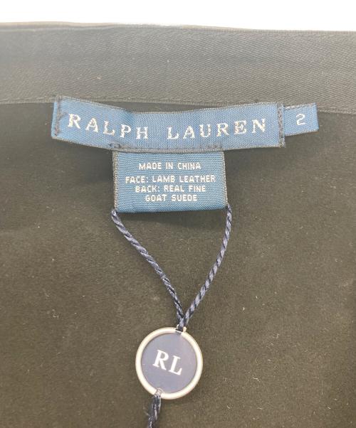 RALPH LAUREN Purple Label（ラルフ ローレン パープル レーベル）RALPH LAUREN PURPLE LABEL (ラルフ ローレン パープル レーベル) レザー膝丈スカート ブラック サイズ:2 未使用品の古着・服飾アイテム