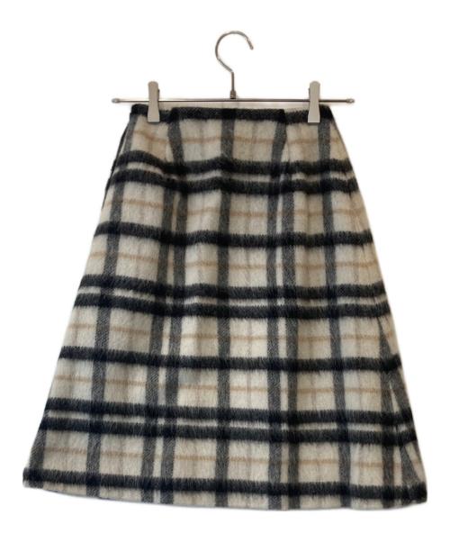 TO BE CHIC（トゥービーシック）TO BE CHIC (トゥービーシック) MANTECO 装飾チェックスカート ベージュ サイズ:40の古着・服飾アイテム