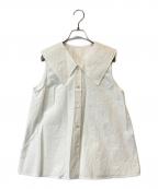 STEVEN ALANスティーブンアラン）の古着「ビッグカラーノースリーブシャツ ブラウス　8221-299-0262」｜ホワイト