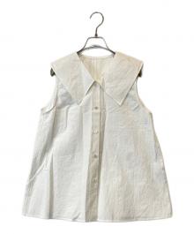 STEVEN ALAN（スティーブンアラン）の古着「ビッグカラーノースリーブシャツ ブラウス　8221-299-0262」｜ホワイト