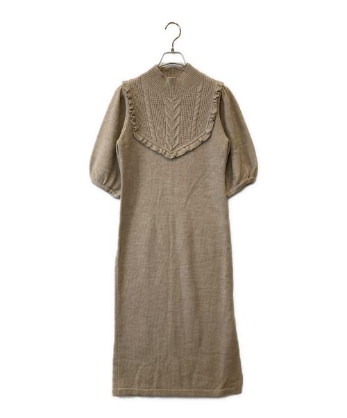 HER LIP TO（ハーリップトゥ）HER LIP TO (ハーリップトゥ) Belted Ruffle Cable-Knit Dress　1214205071 ワンピース ブラウン サイズ:Sの古着・服飾アイテム