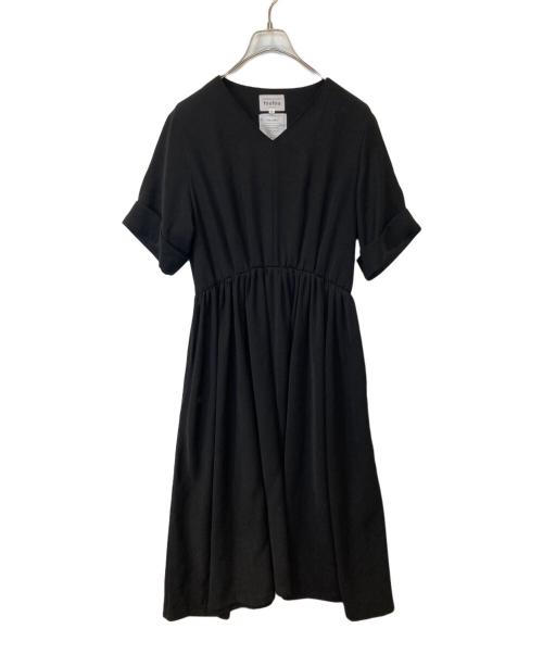 foufou（フーフー）foufou (フーフー) Vneck gather one piece　FF91OP08 ブラックの古着・服飾アイテム