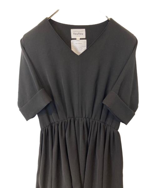 foufou（フーフー）foufou (フーフー) Vneck gather one piece　FF91OP08 ブラックの古着・服飾アイテム