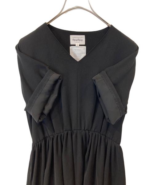 foufou（フーフー）foufou (フーフー) Vneck gather one piece　FF91OP08 ブラックの古着・服飾アイテム