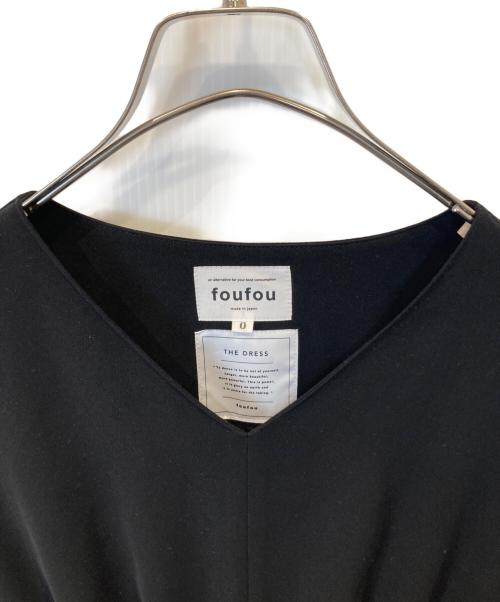 foufou（フーフー）foufou (フーフー) Vneck gather one piece　FF91OP08 ブラックの古着・服飾アイテム
