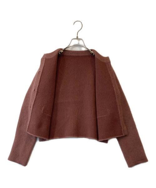 anuans（アニュアンス）anuans (アニュアンス) ラクーンブレンドノーカラーニットジャケット ピンク サイズ:FREEの古着・服飾アイテム