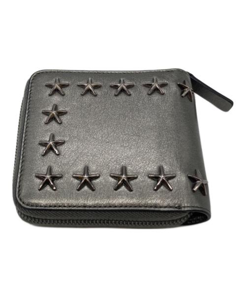 JIMMY CHOO（ジミーチュウ）JIMMY CHOO (ジミーチュウ) ナッパ スタースタッズラウンドジップ財布 グレーの古着・服飾アイテム
