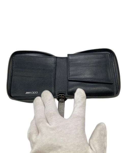 JIMMY CHOO（ジミーチュウ）JIMMY CHOO (ジミーチュウ) ナッパ スタースタッズラウンドジップ財布 グレーの古着・服飾アイテム