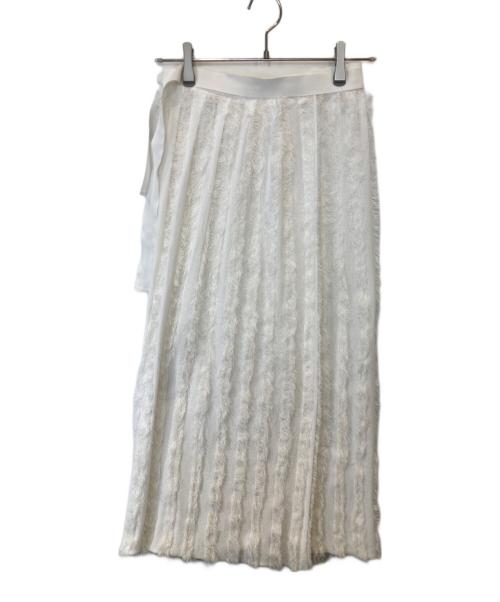 BALLSEY（ボールジィ）BALLSEY (ボールジィ) ペーパーフリンジ ラップロングスカート ホワイト サイズ:36の古着・服飾アイテム