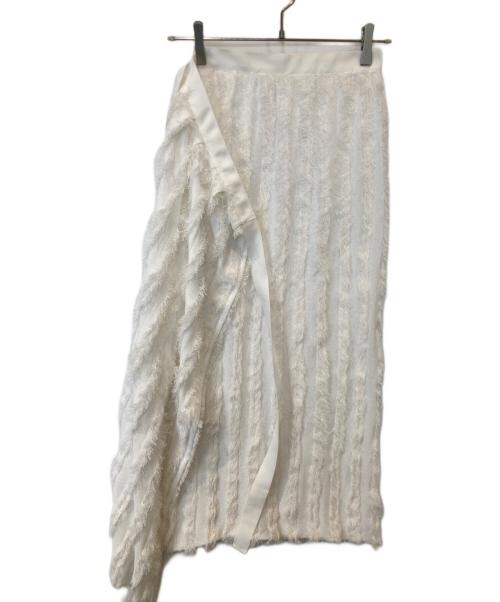 BALLSEY（ボールジィ）BALLSEY (ボールジィ) ペーパーフリンジ ラップロングスカート ホワイト サイズ:36の古着・服飾アイテム