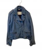 BURBERRY BRITバーバリーブリット）の古着「シープレザーライダースジャケット 3968205」｜ネイビー
