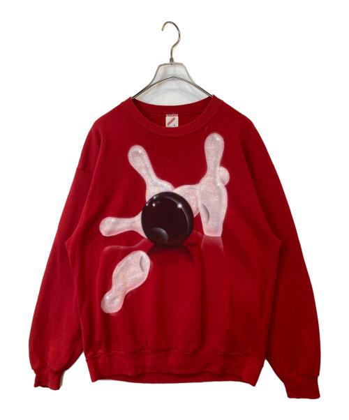 JERZEES（ジャージーズ）JERZEES (ジャージーズ) 古着ボーリングプリントスウェット レッド サイズ:Lの古着・服飾アイテム