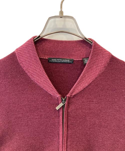 SaksFifthAvenue（サックスフィフスアヴェニュ）SaksFifthAvenue (サックスフィフスアヴェニュ) ジップニットブルゾン ボルドー サイズ:XLの古着・服飾アイテム
