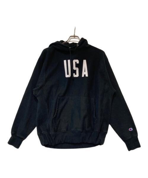 Champion REVERSE WEAVE（チャンピオン リバース ウィーブ）Champion REVERSE WEAVE (チャンピオン リバース ウィーブ) プルオーバーパーカー S101 ブラック サイズ:Lの古着・服飾アイテム