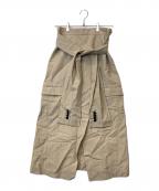 CINOHチノ）の古着「ストライプスリーブデザインベルトスカート　21SSK001」｜ベージュ