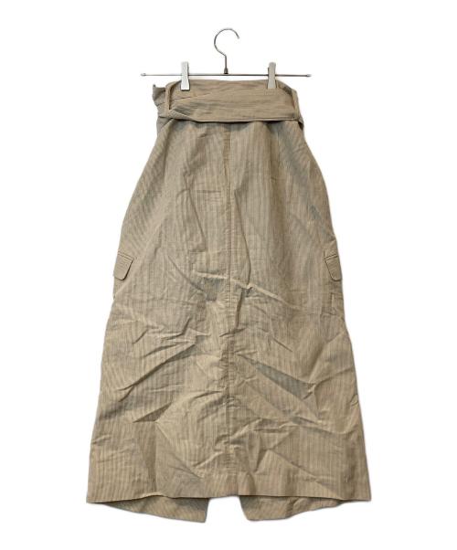 CINOH（チノ）CINOH (チノ) ストライプスリーブデザインベルトスカート　21SSK001 ベージュ サイズ:36の古着・服飾アイテム