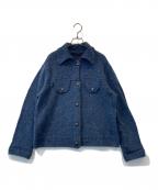 NON NOノンノ）の古着「1/4.2ウール/ナイロン カラーネップ5GＧジャン風ブルゾン D034CKJM701」｜ブルー