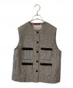 THIRD MAGAZINEサードマガジン）の古着「mikomori ネップツイードチェックジレ A0821FJ 224-1」｜ホワイト×ブラック