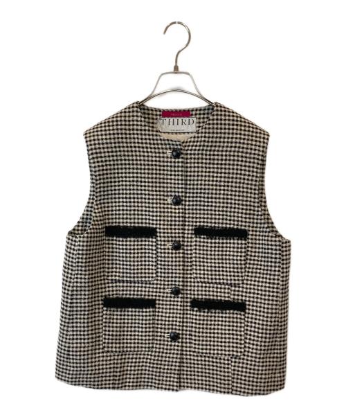 THIRD MAGAZINE（サードマガジン）THIRD MAGAZINE (サードマガジン) mikomori ネップツイードチェックジレ A0821FJ 224-1 ホワイト×ブラック サイズ:９の古着・服飾アイテム