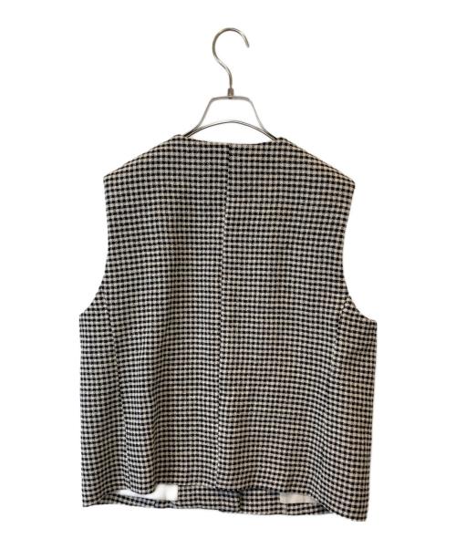THIRD MAGAZINE（サードマガジン）THIRD MAGAZINE (サードマガジン) mikomori ネップツイードチェックジレ A0821FJ 224-1 ホワイト×ブラック サイズ:９の古着・服飾アイテム