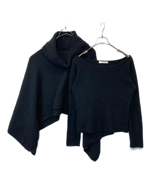 ETRE TOKYO（エトレトウキョウ）ETRE TOKYO (エトレトウキョウ) ケープレイヤードニット ブラック サイズ:サイズ表記薄れの為不明の古着・服飾アイテム