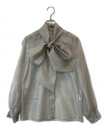 ZARA（ザラ）の古着「チェック柄タイ付きシャツ ZW COLLECTION　8741/124」｜グレー