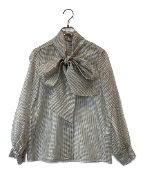 ZARA（ザラ）ZARA (ザラ) チェック柄タイ付きシャツ ZW COLLECTION　8741/124 グレー サイズ:XS 未使用品の古着・服飾アイテム