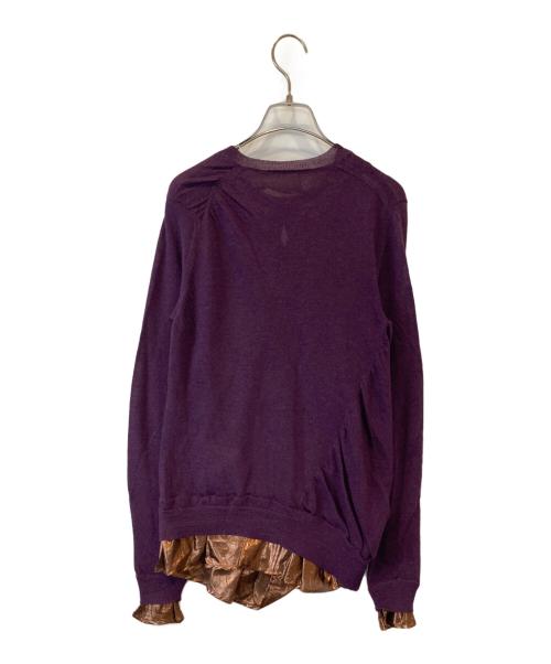 sacai（サカイ）sacai (サカイ) 異素材ドッキングカーディガン 09-01072 パープル サイズ:２の古着・服飾アイテム