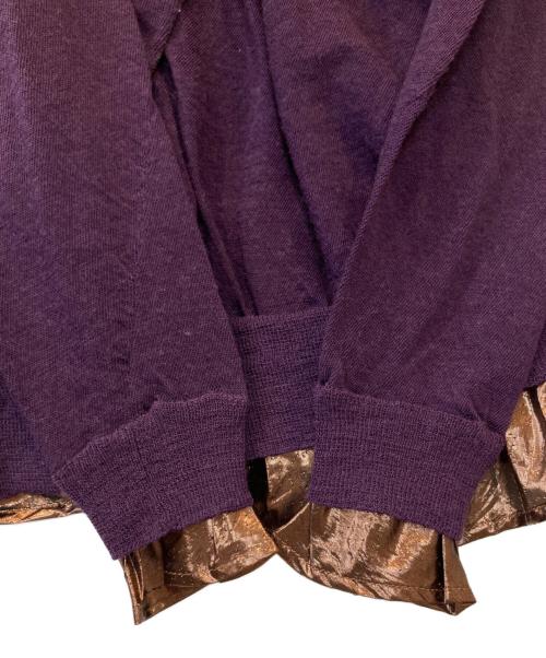 sacai（サカイ）sacai (サカイ) 異素材ドッキングカーディガン 09-01072 パープル サイズ:２の古着・服飾アイテム