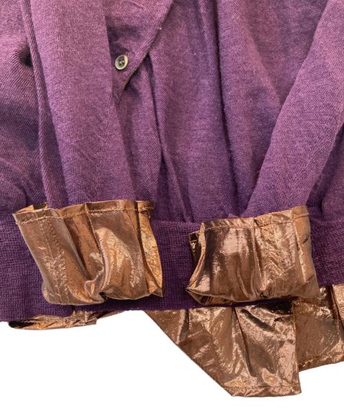 sacai（サカイ）sacai (サカイ) 異素材ドッキングカーディガン 09-01072 パープル サイズ:２の古着・服飾アイテム