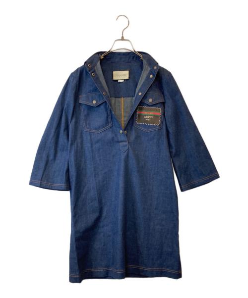 GUCCI（グッチ）GUCCI (グッチ) ベルト付デニムシャツワンピース 625069 XDA93 インディゴ サイズ:38の古着・服飾アイテム