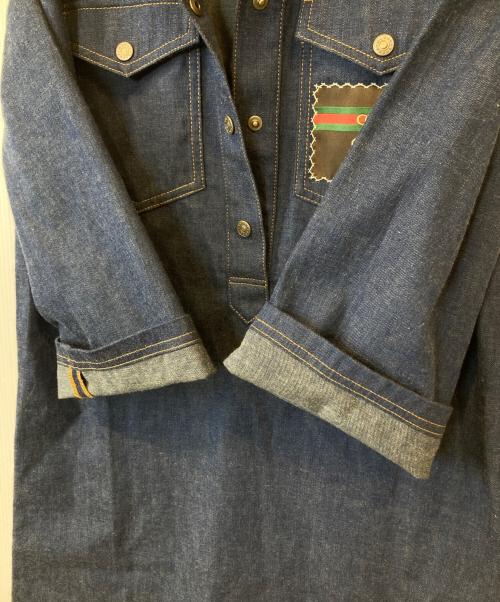 GUCCI（グッチ）GUCCI (グッチ) ベルト付デニムシャツワンピース 625069 XDA93 インディゴ サイズ:38の古着・服飾アイテム