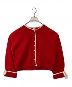 Dot&Stripes CHILD WOMANドットアンドストライプス チャイルドウーマン）の古着「袖りぼんカーディガン 11-01-KN-004-22-2」｜レッド