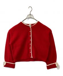 Dot&Stripes CHILD WOMAN（ドットアンドストライプス チャイルドウーマン）の古着「袖りぼんカーディガン 11-01-KN-004-22-2」｜レッド