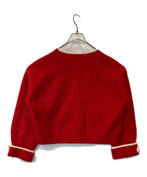 Dot&Stripes CHILD WOMAN（ドットアンドストライプス チャイルドウーマン）Dot&Stripes CHILD WOMAN (ドットアンドストライプス チャイルドウーマン) 袖りぼんカーディガン 11-01-KN-004-22-2 レッド サイズ:FREEの古着・服飾アイテム